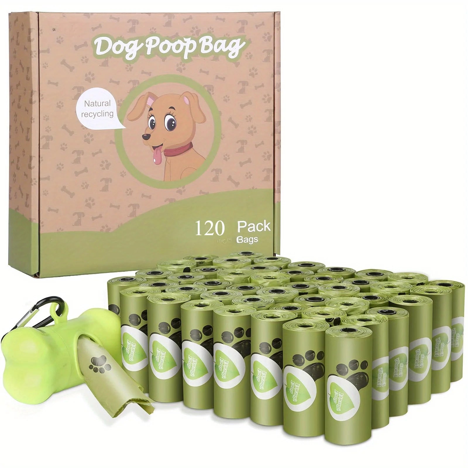 8 Rolls Biodegradable Dog Poop Bags Leak-Proof Unscented Waste Bags for Dogs High-Quality Corn Starch Material Ürün ana görseli