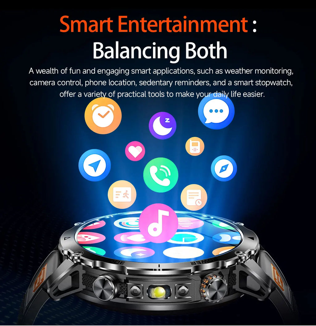 2026 New TANK Ultra 1400mAh Battery Military Smart Watch 10ATM Waterproof Heart Rate Tactical LED Flashlight Men Sports Bracelet