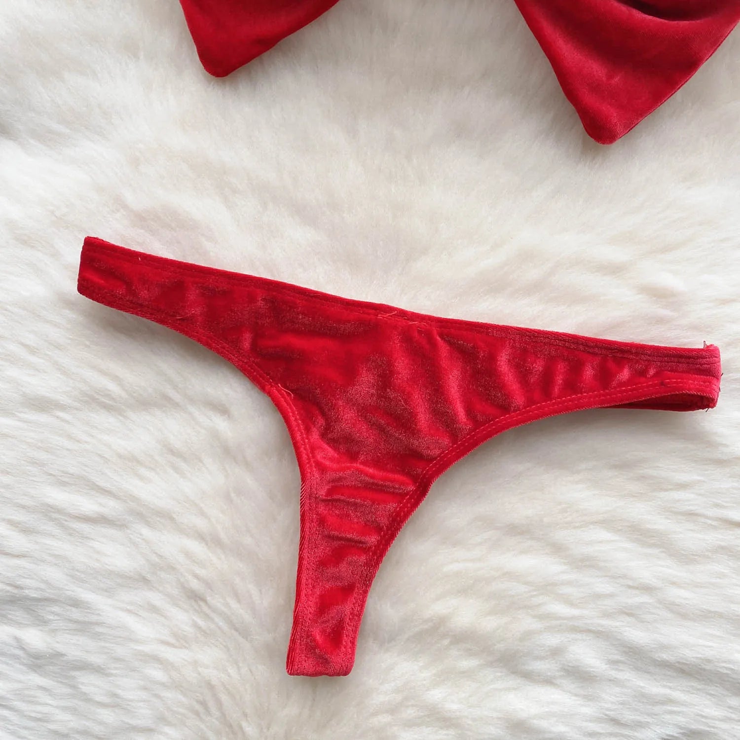 SINGREINY Christmas Erotic Lingerie Suits Ladies Strapless Bodycon Short Sleepwear Fashion Velvet Bow Sensual Underwear Sets