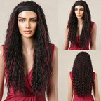 ALAN EATON Long Blonde Synthetic Headband Wig Ombre Blonde Straight Hair Wigs Natural Looking Heat Resistant Fiber for Daily Use