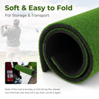 Golf Practice Mat with Artificial Grass, 5 x 4 Feet Indoor Outdoor Hitting Pad with Rubber Tees & Alignment Rods, Golf Mat