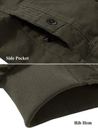 MAGCOMSEN Men's Fleece Jackets Windbreaker Coats Fall Winter Thermal Bomber Jackets Multi-pockets Stand Collar Motorcycle Jacket