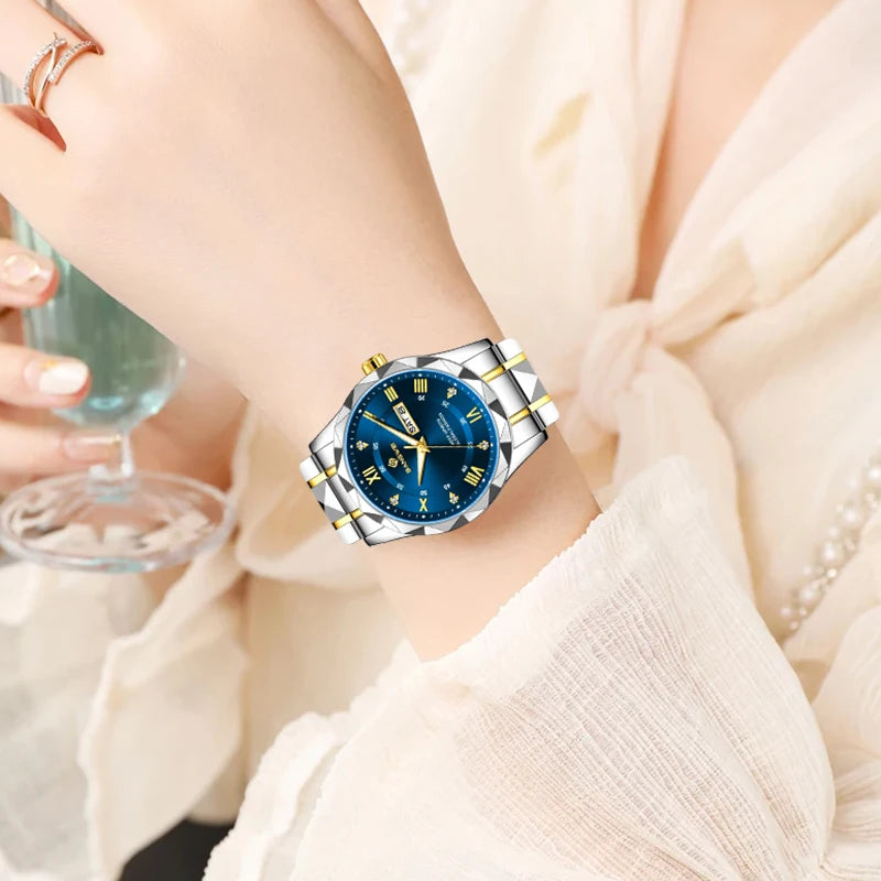 BANGWEI Elegant Luxury Quartz Woman Watch Fashion Classic Simple Stainless Clocks Auto Date Waterproof Diamond Ladies Wristwatch