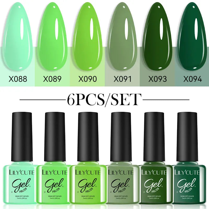 LILYCUTE 6PCS Gel Nail Polish Set Summer Neon Nail Gel Kits For DIY Nail Vernis Semi Permanent UV Lamp Gellak Nail Varnish Set