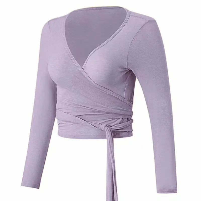 Yoga Clothing Cover-up for Women with Cross Straps, Slim Fit Sports Top, Fitness Long-sleeved and Beautiful Pilates Clothing Main image