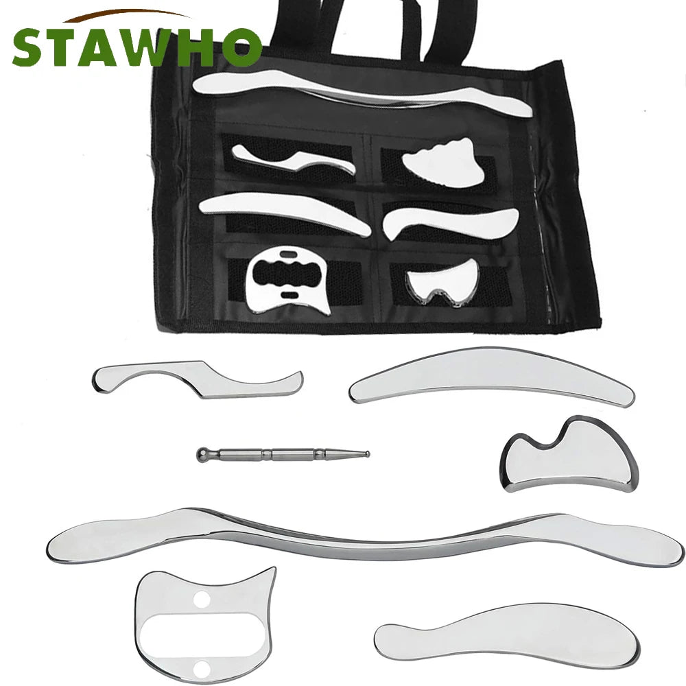 1/4/5/7pcs Stainless Steel Gua Sha Scraping Massage Tool Set IASTM Tools Great Soft Tissue Mobilization Tool Main image