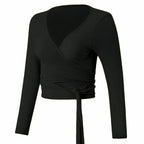 Yoga Clothing Cover-up for Women with Cross Straps, Slim Fit Sports Top, Fitness Long-sleeved and Beautiful Pilates Clothing