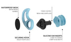 Swimming Ear Plugs for Adults, 3 Pairs Waterproof Reusable Silicone Swim Earplugs with Removable Cord,Perfect for  Water Sports