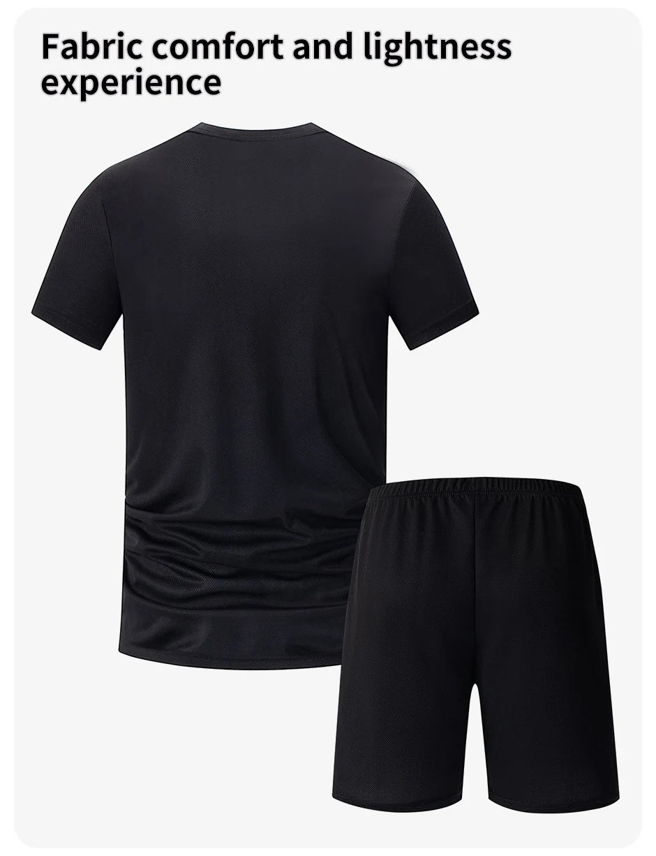3 Pcs Men's Quick-drying Sports Gradient Suit Leisure Sports Running Short Sleeve Comfortable Sun Protection Pants Joker Shorts