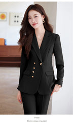 NAVIU New 2024 Women Pant Suits Pink Blazer And Jacket Set Office Ladies Work Business Uniform Female Pantsuit OL Style Beige