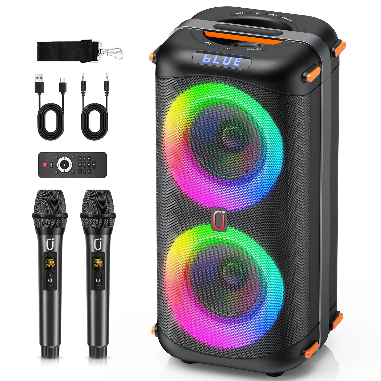 T27 Wireless Bluetooth Speaker, Karaoke Machine with 2 Microphone, Home Karaoke Party Speaker with Led Light Ürün ana görseli