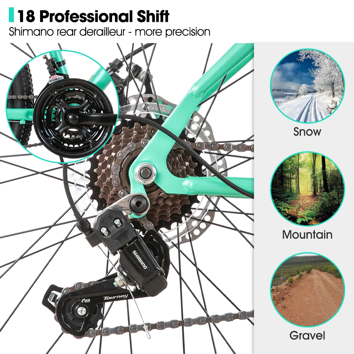 Hiland 26 Inch Women's Mountain Bike, 18-Speed with Front Suspension Fork, Dual Mechanical Disc Brakes, Aluminum Frame MTB