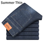 Man Pants Office Business Jeans Men Classic Blue Black Cotton Stretch Straight Denim Pants Male Brand Trousers