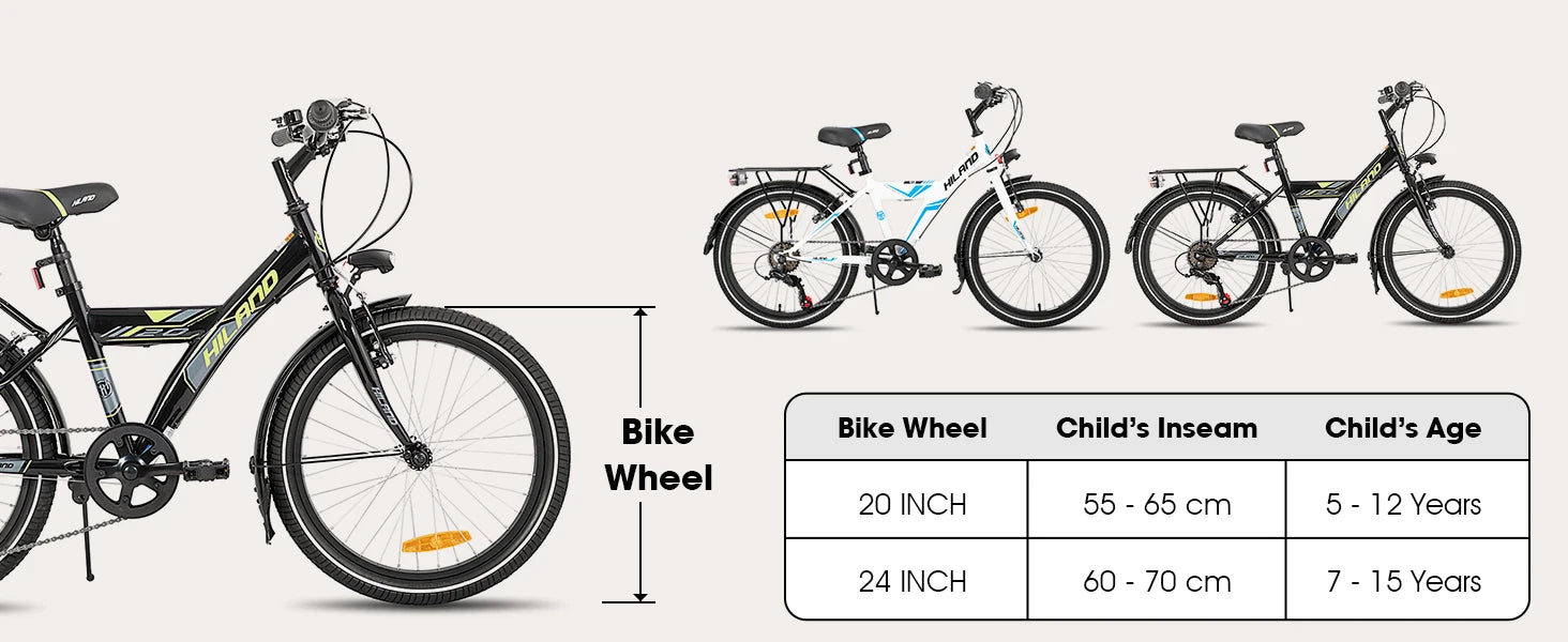 Hiland 20/24 Inch Children's Mountain Bike for Children Boys Girls from 6-10 Years with Shimano 6 Speed Gears