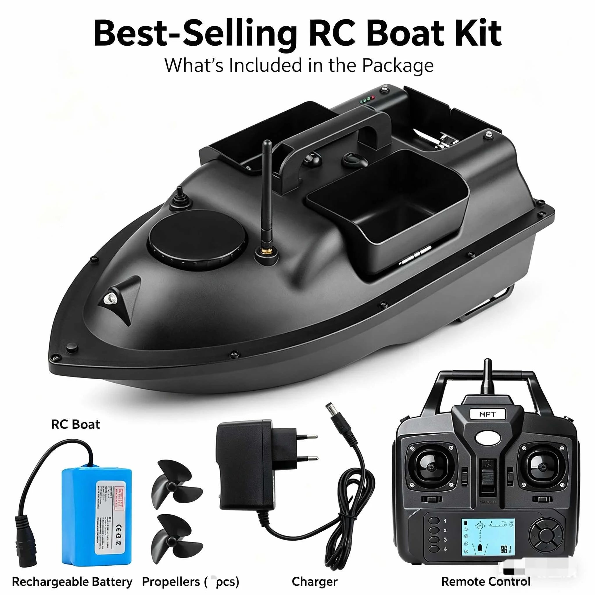 Modern GPS Fishing Bait Boat with 3 Bait Containers 12000mAh Wireless Bait Boat with Automatic Return Function Various styles Ürün ana görseli