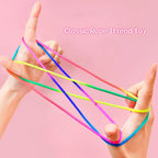 Rainbow Cats Cradle String 1.6M/63 Inch Long Rainbow Colourful Finger Rope Chinese Finger String Games Toy for Kids