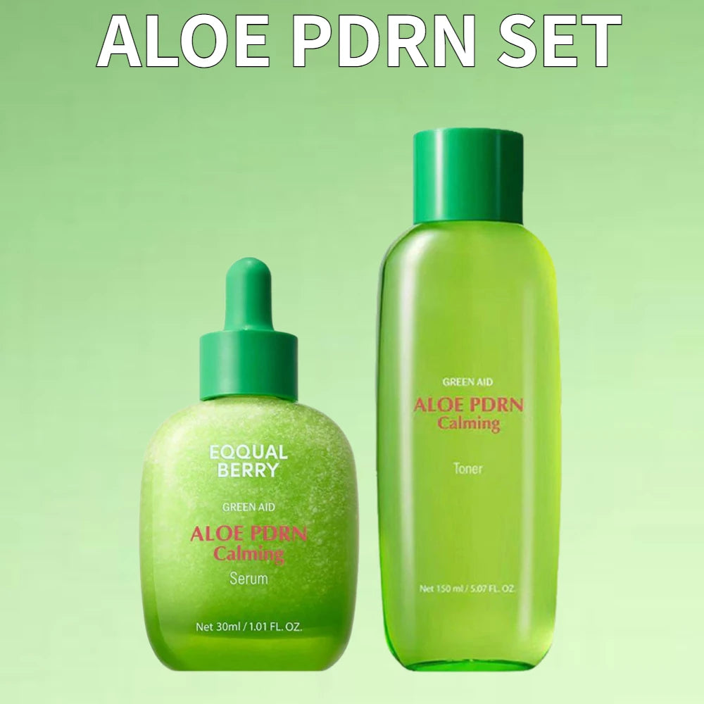 EQQUALBERRY ALOE PDRN & NAD PEPTIDE Skin Kit - HYALTOIN Serum, Bakuchiol Plump Calming Toner Serum Korean Daily Skin Care