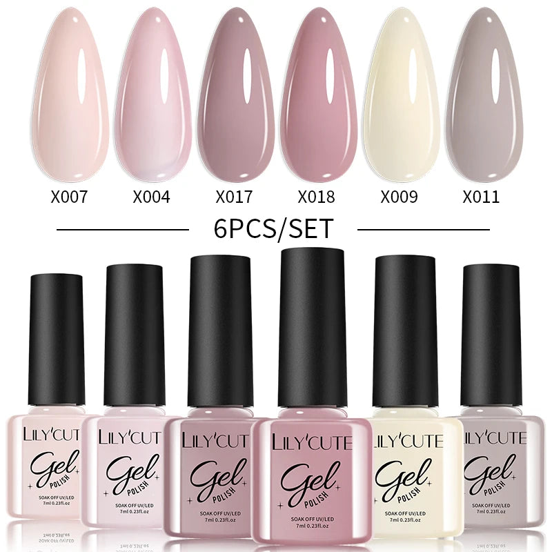 LILYCUTE Nail Gel Polish Set Pink Green Spring DIY Nail Art Design Long Lasting Soak Off UV Gel Manicure Painting Gel Vernis Kit