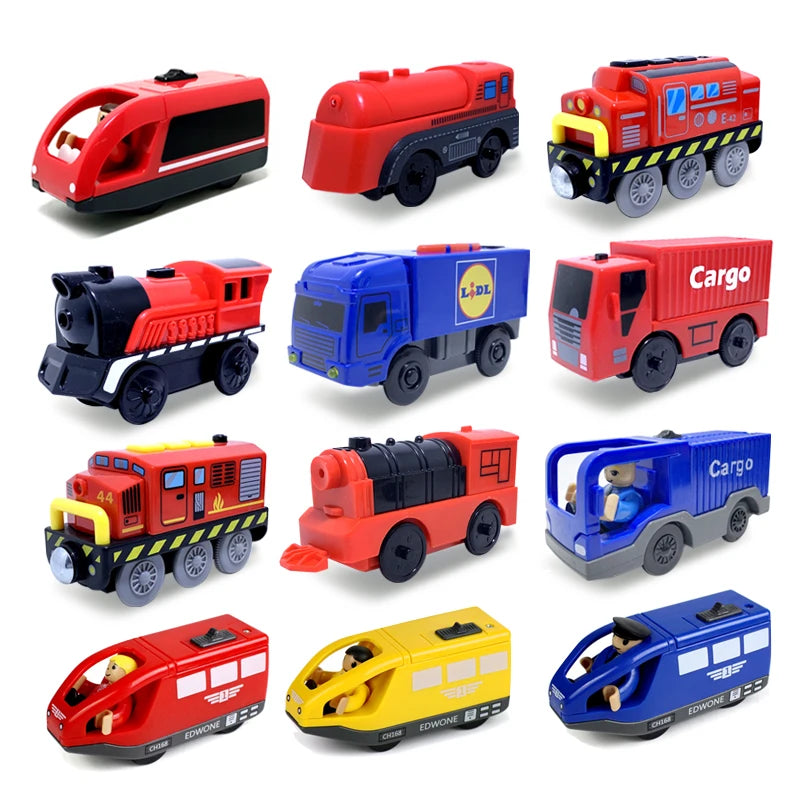 Electric Train Locomotive Magnetic Car Diecast Slot Fit All Brand Wooden Train Track Railway For Kids children's Toy W02 Ürün ana görseli