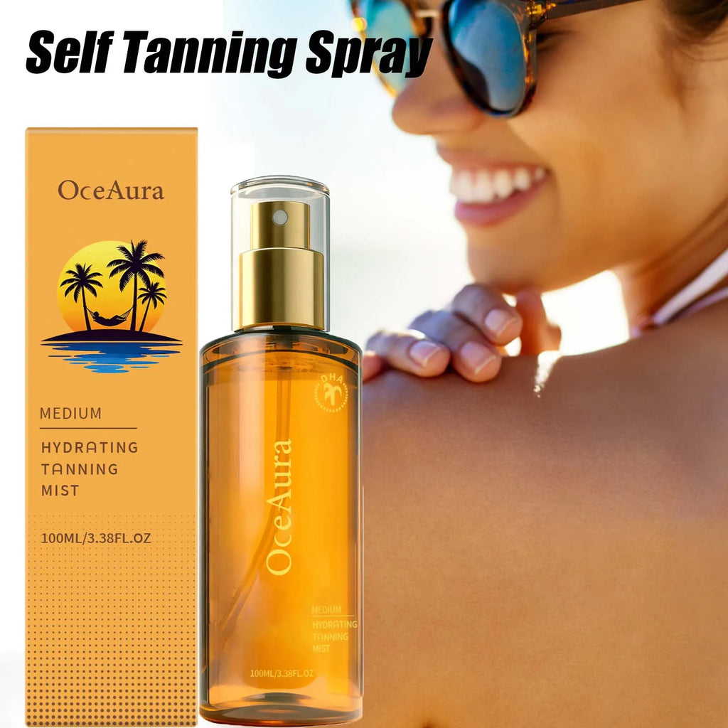 Self Tanning Spray Natural Sunless Tanner for Face Body Hydrating Lightweight Sunless Tanning Spray Natural Brown Tone Even Glow