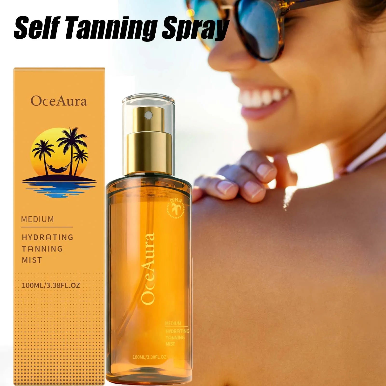 Self Tanning Spray Natural Sunless Tanner for Face Body Hydrating Lightweight Sunless Tanning Spray Natural Brown Tone Even Glow