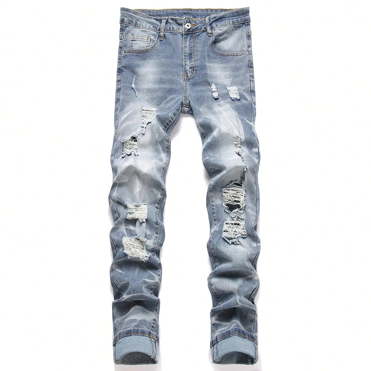 Fashion Men's Jeans Pants Stretch Blue Skinny Jeans For Men Casual Slim Fit Denim Pants Korean Style Male Trousers Jeans Ürün ana görseli