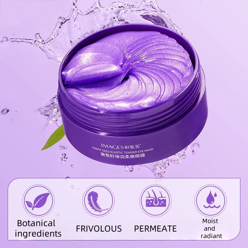 60 Grape Seed Eye Masks for Elasticity and Softness, Hydrates the Skin Around the Eyes, Moisturizes and Nourishes, Improves the Appearance of the Eye Area, Eye Care Patches, Rich in Grape Extract, Witch Hazel, Hydrolyzed Coll Ürün ana görseli