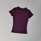 Nude-sensing Solid Color Yoga Clothes for Short-sleeved Women's Quick-drying Elastic Tight T-shirt Fitness Clothes Top Clothing