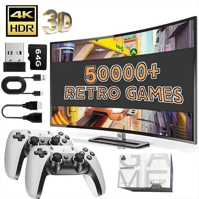 4K HD 64G Video Game Console: M15 Game Stick with 40000+ Classic Arcade Games, Dual Wireless Gamepads Two-Player TV System Ürün ana görseli