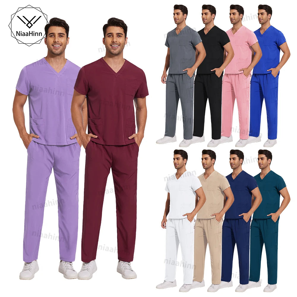 Nursing Scrubs Set  Anti-Wrinkle Medical Surgical Gown Wholesale Hospital Scrub Top Doctor Nurse Special Scrub Uniform Men Women Ürün ana görseli