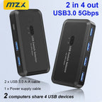 MZX USB 3.0 Switch KVM Switcher Selector KM Hub Docking Station Dock 2 Computer Laptop PC Accessories Share Keyboard for Macbook
