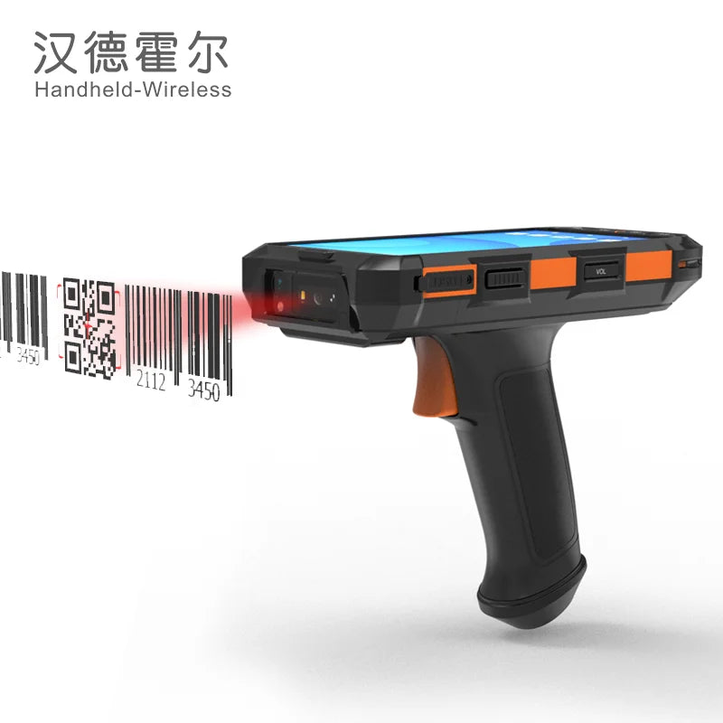 5.5inch Portable Handgrip Android 13 PDAS Rfid Reader Scanner Rug Handheld Barcode Scanner with 8000mah 64g Octa Core WiFi NFC Ürün ana görseli