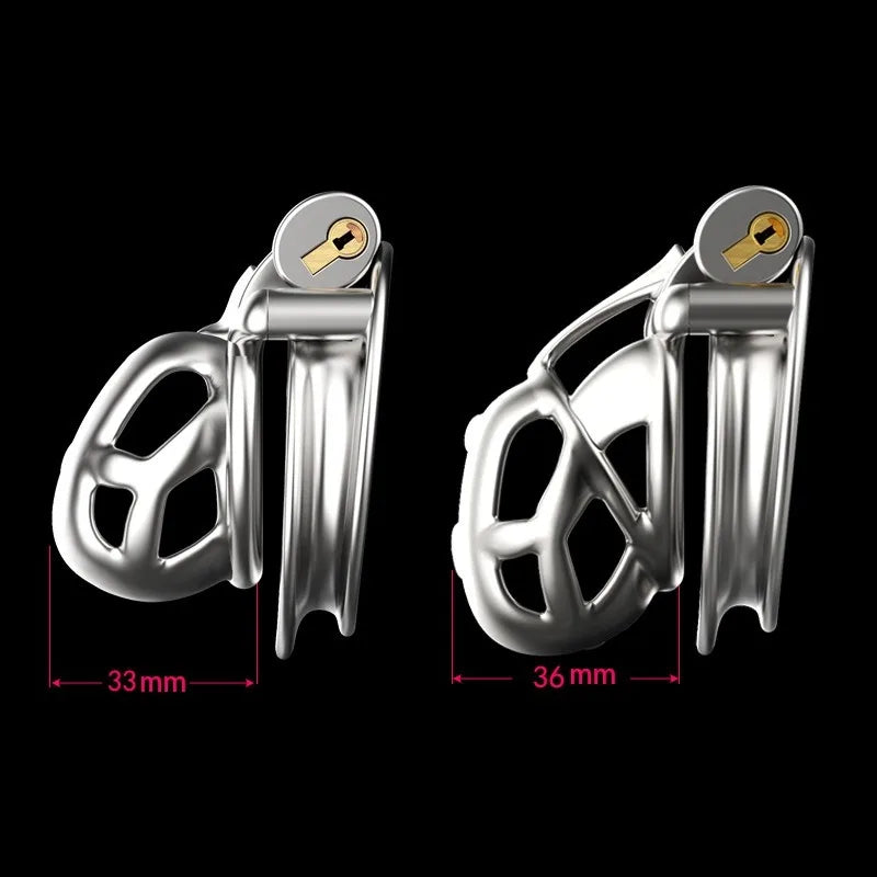 Stainless Steel Male Chastity Cage Cock Mamba Penis Ring Chastity Belt BDSM Erotic Urethral Lock Double-Arc Ring Sex Toy