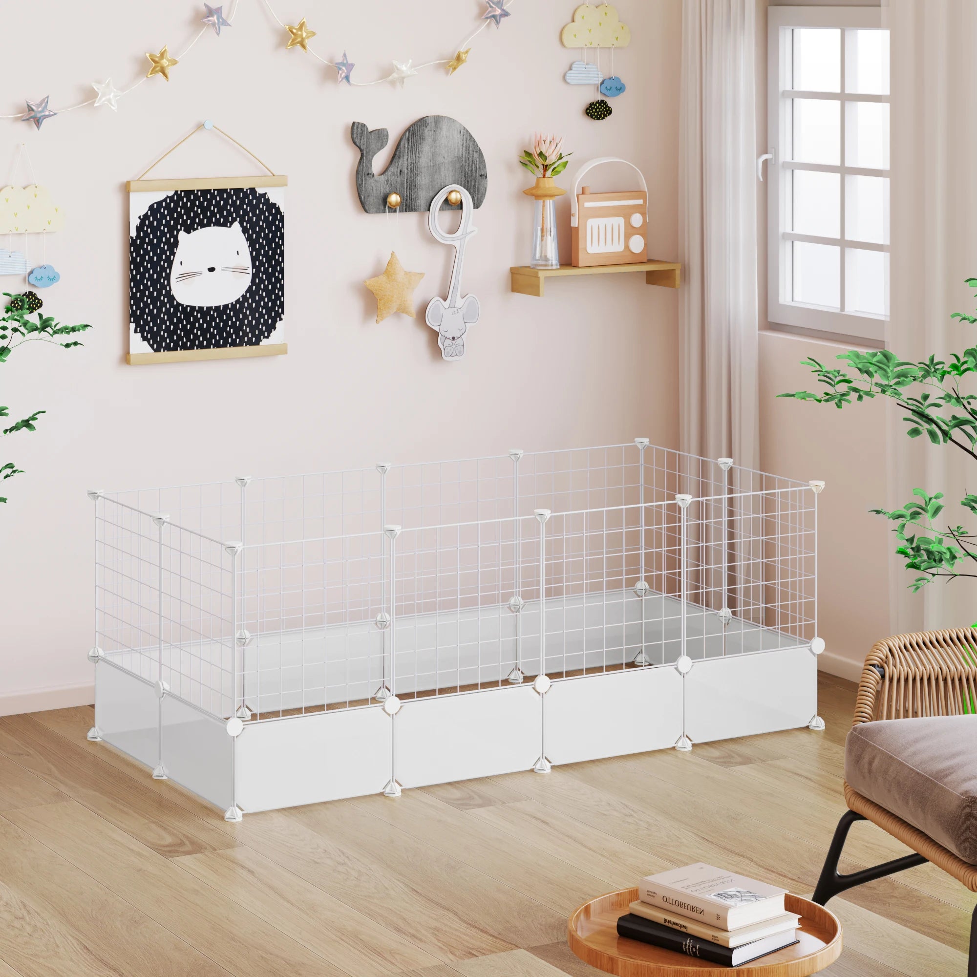 EUGAD DIY Pet Fences Foldable Cat Dog Cage Security Guard Puppy Kennel House Exercise Training Kitten Home for Rabbits Guinea Pig Ürün ana görseli