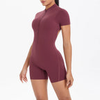 Zipper Gym Jumpsuit Short Women Yoga Sets Sports Outfits Female Yoga Overalls Workout Clothes Fitness Suit Woman's Tracksuit