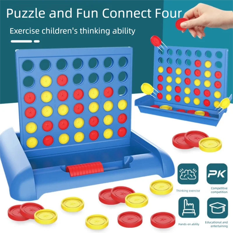 Classic Connect Four Board Game Four in a Row-2 Players Strategy Puzzle Toy for Family Game Kids Adults Durable Plastic Grid Set