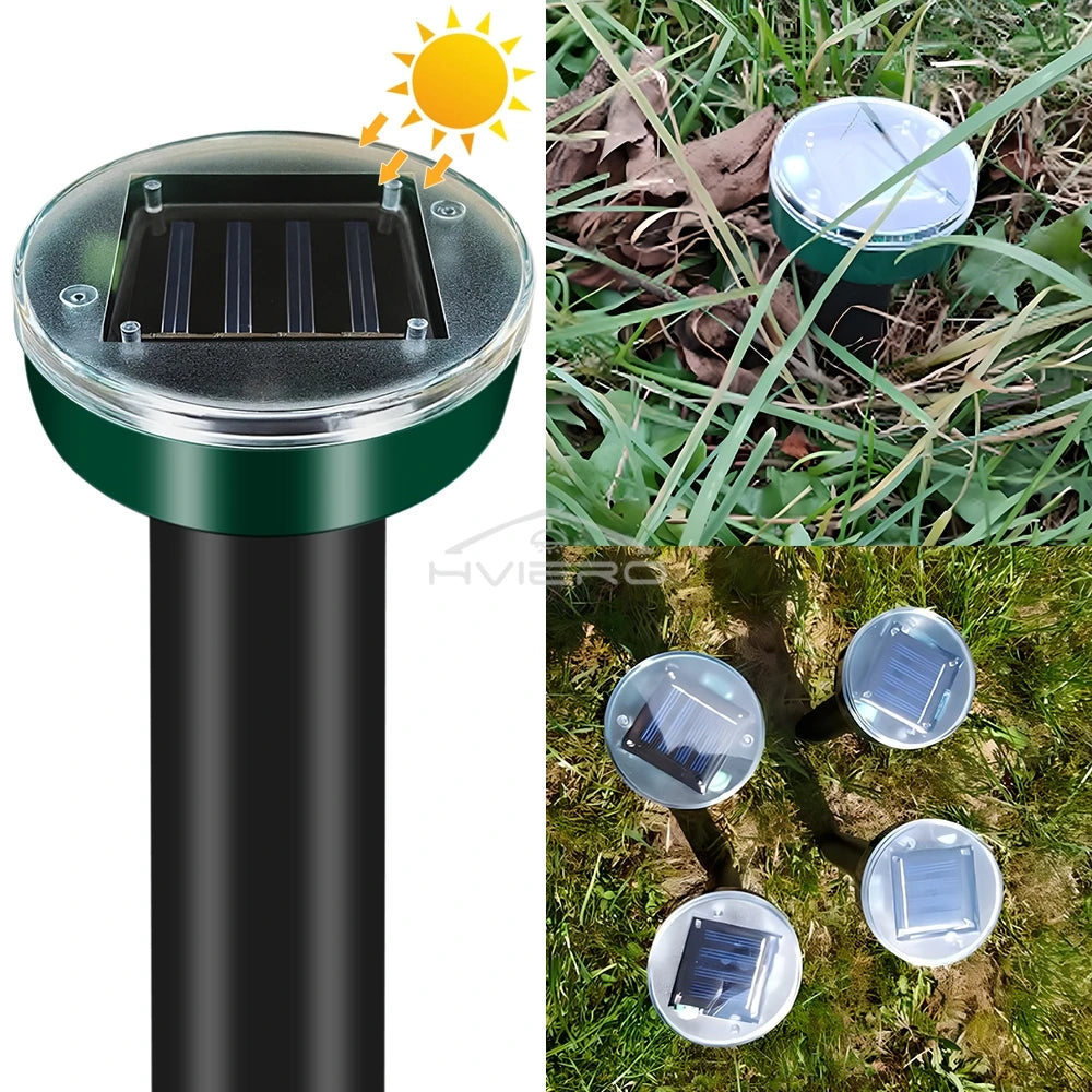 4/8X Solar Repeller Powered Ultrasonic Sonic Mouse Mole Pest Rodent Repellent Vibration Wave Yard Outdoor Garden Lawn Farm Field