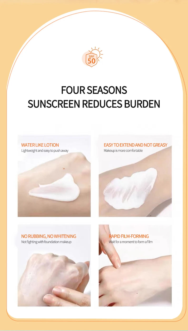 SPF50+ Sunscreen Lotion Lightweight Non-Greasy UV Protection Face Body Sunscreen Lasting Moisturizing Refreshing Sunburn Defense