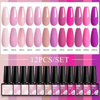 MTSSII 12pcs Gel Nail Polish Set Nude Pink Red Glitter Semi Permanent Soak Off  UV Gel Varnish Manicure Kit Nail Supplies DIY