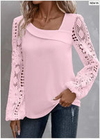 Fashion White Lace Blouse Women 2023 Casual New Arrivals Shirts And Blouses Elegant Female Loose Long Sleeve Tops