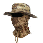 2Pcs/Set Men's Sun Protection Wide Brim Hat With Balaclava Mix Set Breathable Hunting Hat Outdoor Camping Hiking Fishing Cap