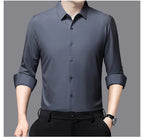 Premium Men's Ultra-Stretch Shirt - High-Quality Silky Business Formal Long-Sleeve Shirt for Social and Casual Wear
