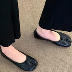 Fashion Soft Leather Split Toe Women Tabi Ballet Flats Spring Autumn Comfortable Walking Lazy Loafers Casual Girls Dance Shoes