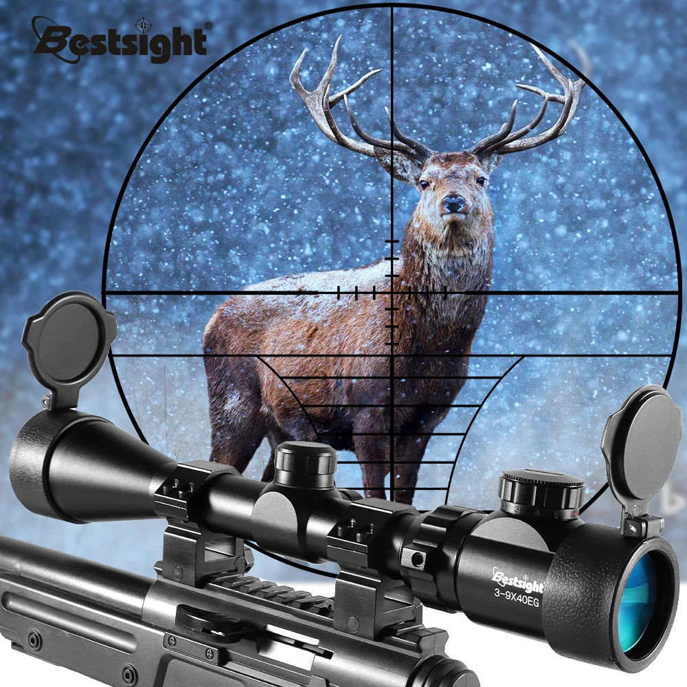 3-9x40 Hunting Scope Red or Green Illuminated Optical Sight with Mounts Mil Dot Crosshair Tactical Air hunting Secondary image