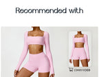 Hearuisavy Summer Casual Quick Dry Sportswear Women Square Neck Gym Top Women Fitness Sports Crop Top Long Sleeve Yoga Clothing