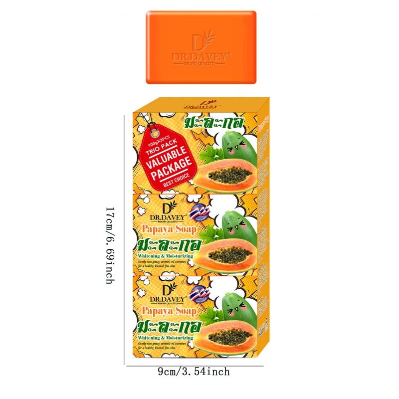 3pcs Papaya Soap Cleansing and moisturizing handmade soap for bathing, face washing, and skin moisturization