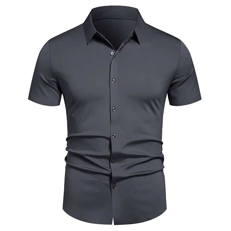 Men's Stretch Shirt Wrinkle Free Dress Shirts Regular Fit Short Sleeve Stretch Business Casual Button Down Shirts Ürün ana görseli