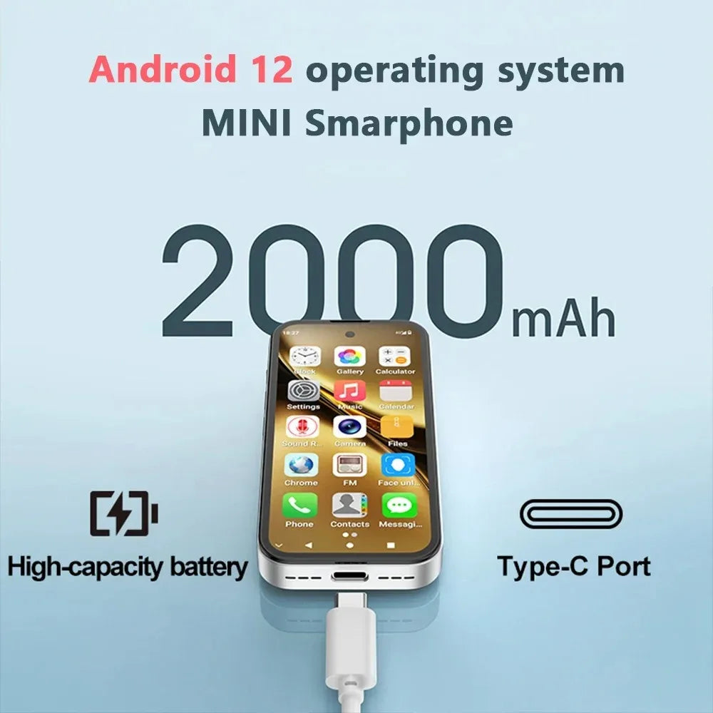 UNIWA Q333 4G 3.58 Inch Mini HD Smartphone 3GB RAM 64GB ROM 2000mAh Mobile Phones BT 5.0 Google Play Store Face ID Small Phone