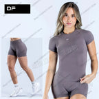 Women's Seamless 2 Piece Yoga Outfit Short Sleeve Top  High Waist Leggings/Shorts Gym Workout Activewear for Fitness Daily Wear