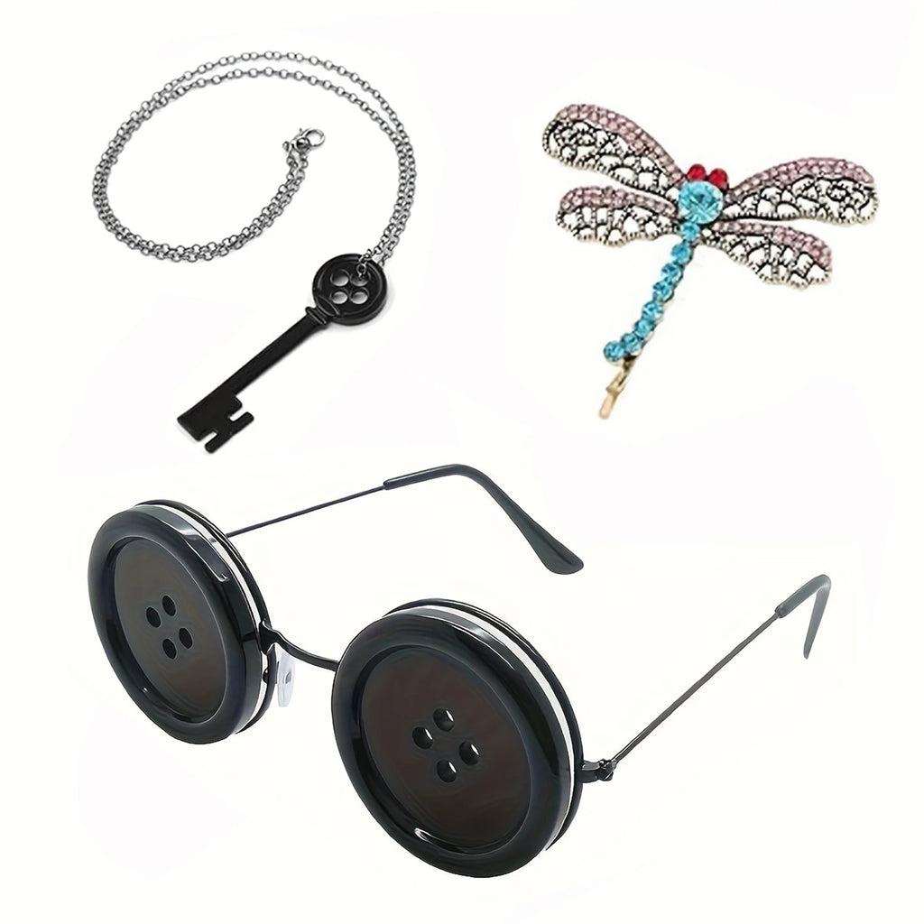 1PC/2PC Coralines Button Eyes Glasses Halloween Cosplay Eyewear Props Novelty Funny Glasses For Other Mother Costume Accessories